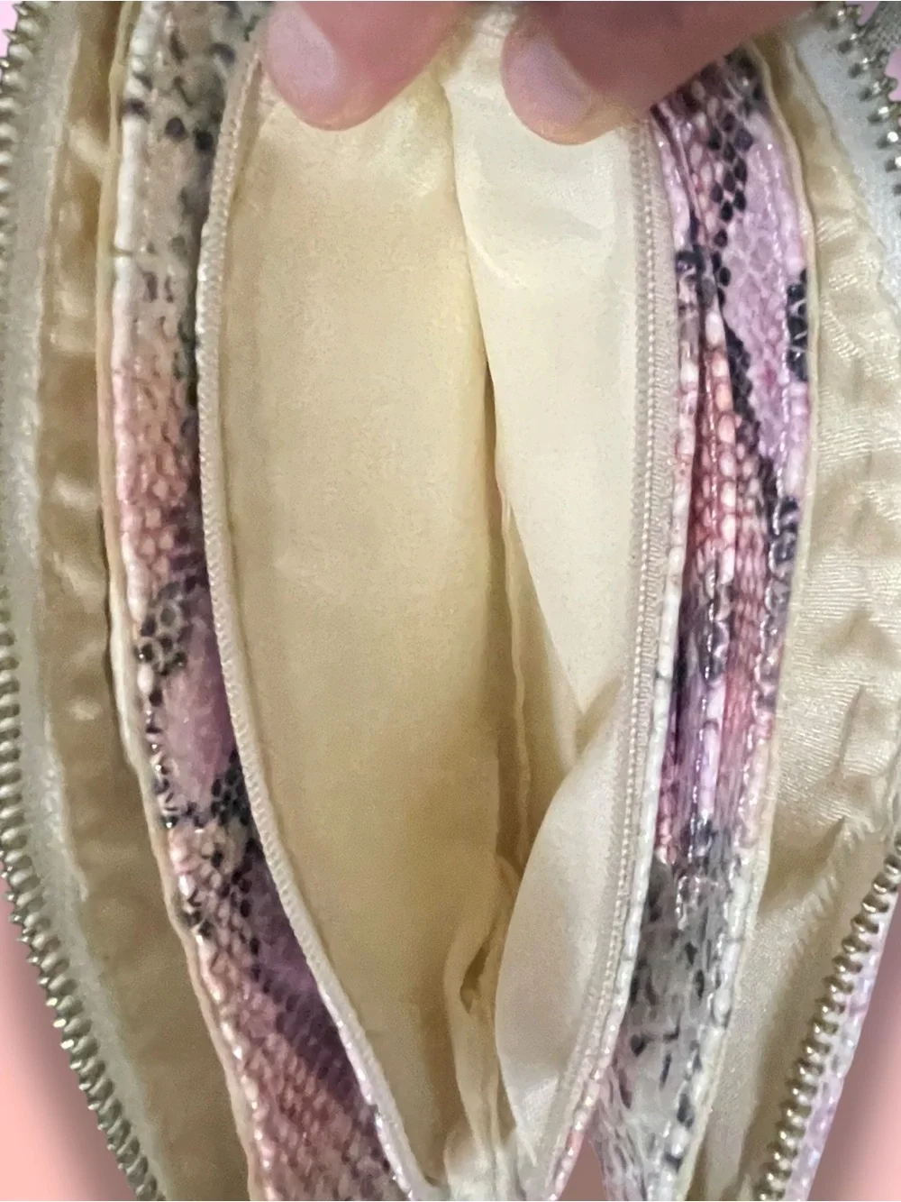 Caroline Hill Pink Holographic Snakeskin Wristlet Clutch Travel Wallet